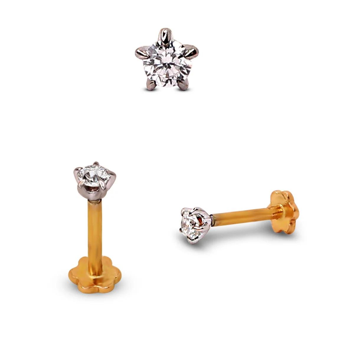 Medium Size Diamond Nose Pin 21 Karat (DNP01)