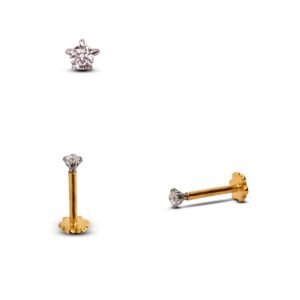 Medium Size Diamond Nose Pin 21 Karat (DNP03)
