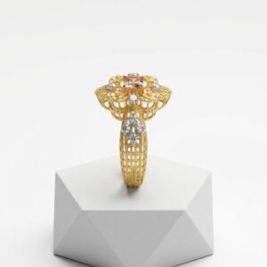Golden Amber Filigree Statement Ring