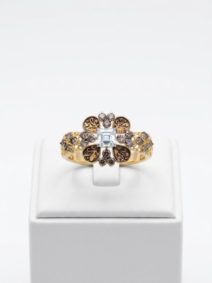 Vintage Paisley Champagne Diamond Ring